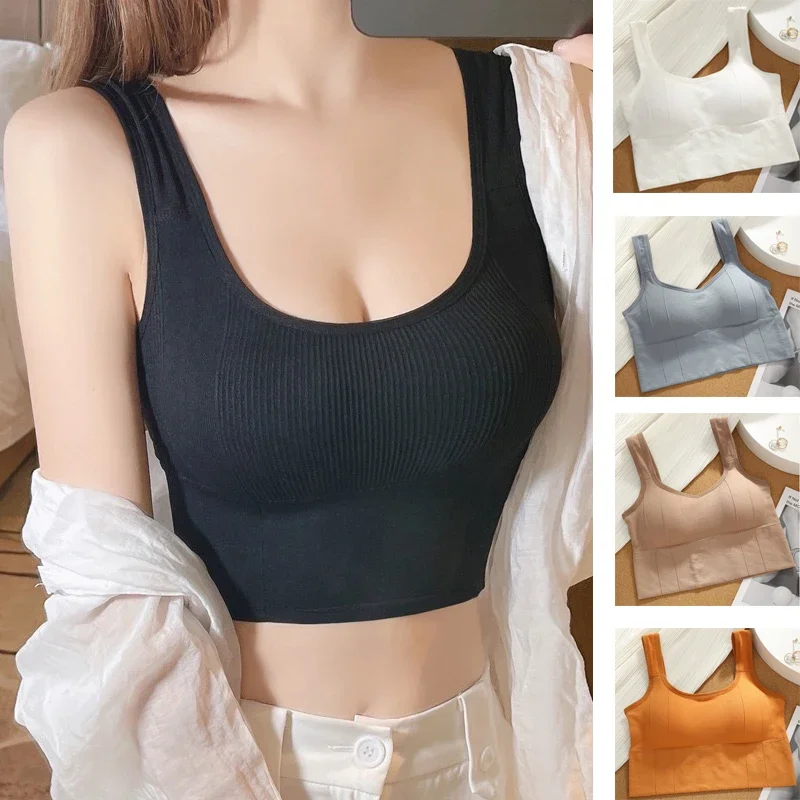 Solid Ribbed Sports Bra Workou - Underwire Bra Padded บทวิจารณ์และราคา