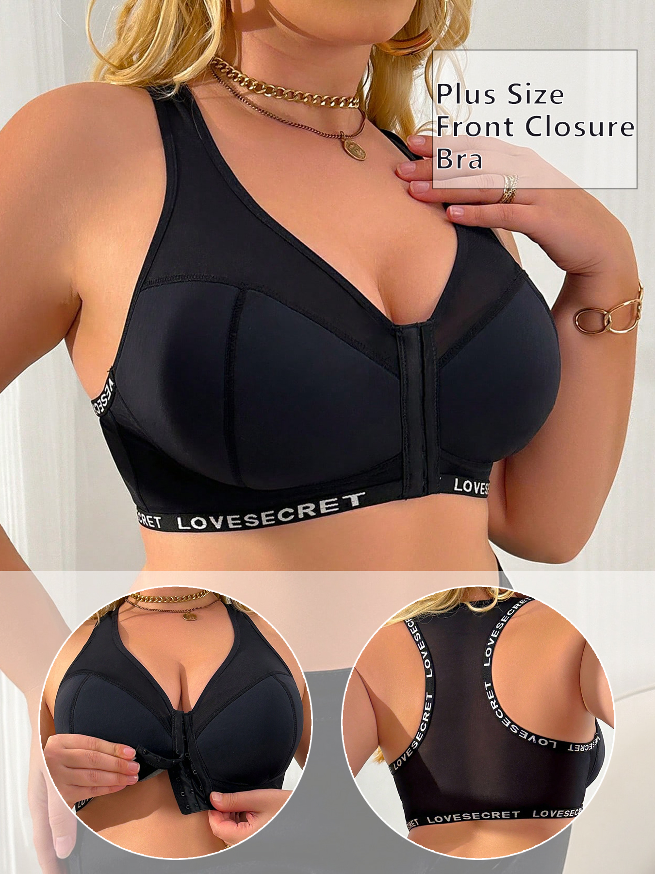 Women Plus Size Lace Bra Front - Full Coverage Bra บทวิจารณ์และราคา