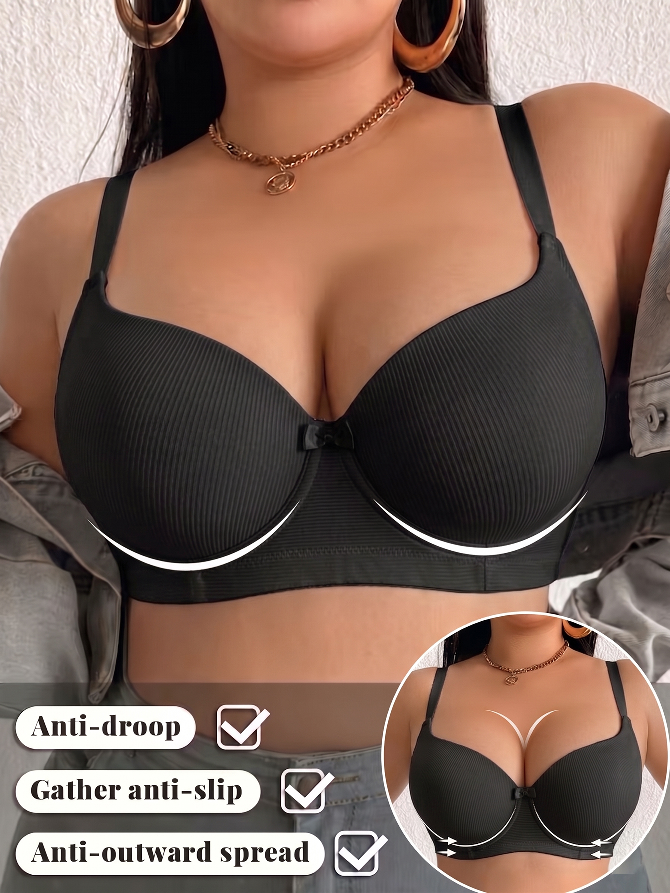 Plus Size Women Bra Thin Cup U - Underwire Bra Padded บทวิจารณ์และราคา