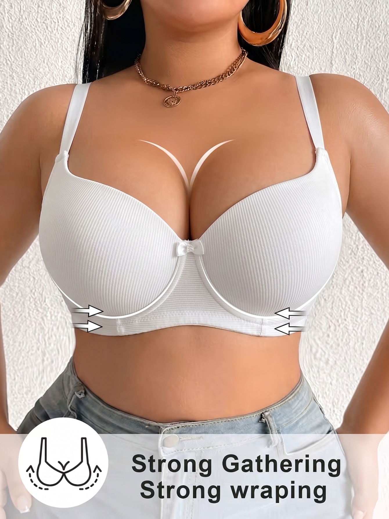 Plus Size Women Bra Thin Cup U - Underwire Bra Padded บทวิจารณ์และราคา