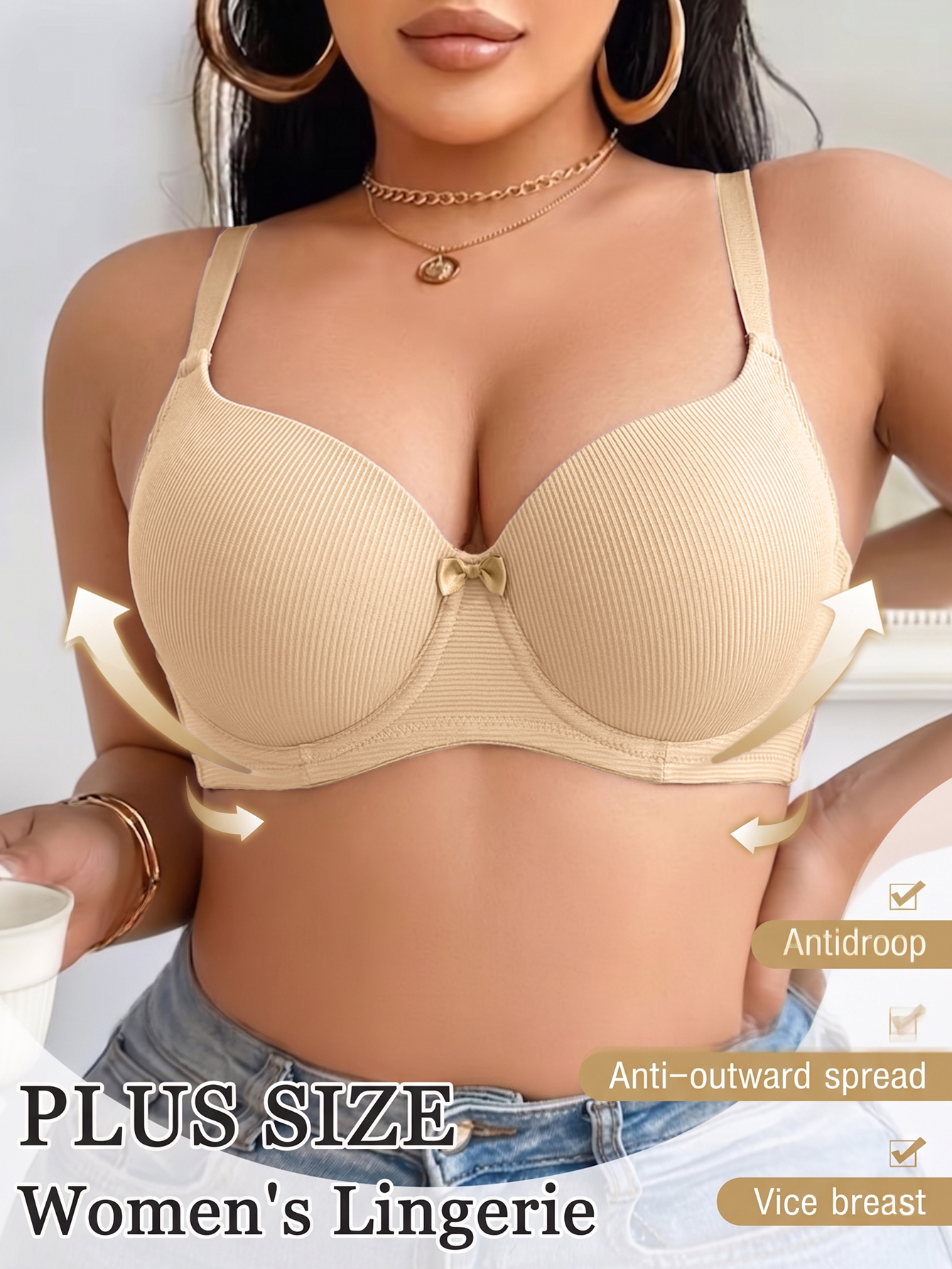 Plus Size Women Bra Thin Cup U - Underwire Bra Padded บทวิจารณ์และราคา