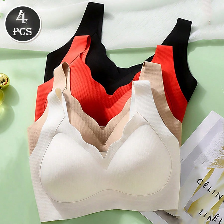 4pcs Women's Seamless Push Up  - T Shirt Bra Seamless บทวิจารณ์และราคา
