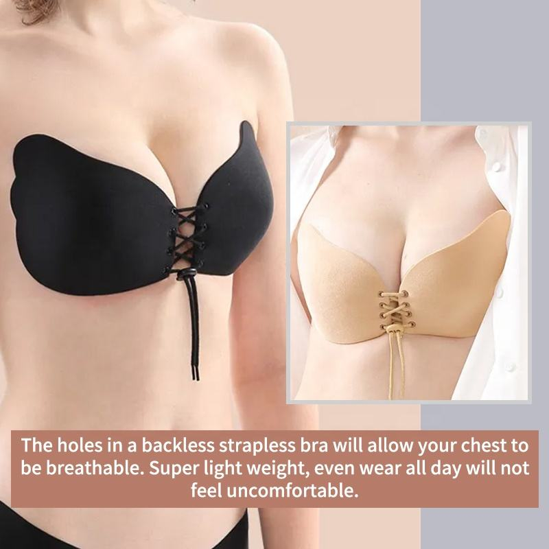 Wing shaped drawstring nude ba - Strapless Bra Adhesive บทวิจารณ์และราคา