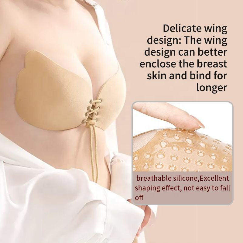 Wing shaped drawstring nude ba - Strapless Bra Adhesive บทวิจารณ์และราคา