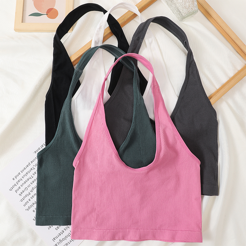 Halter-neck Tops Women Sexy Ba - T Shirt Bra Seamless บทวิจารณ์และราคา
